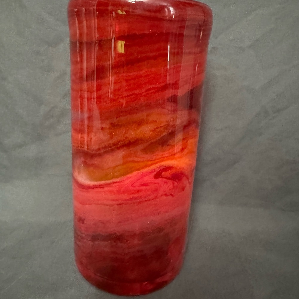Red Swirl Art Glass Vase